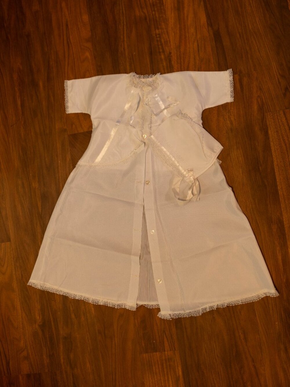 Vintage Child's Baptism Christening Gown Jacket Cap Set - White